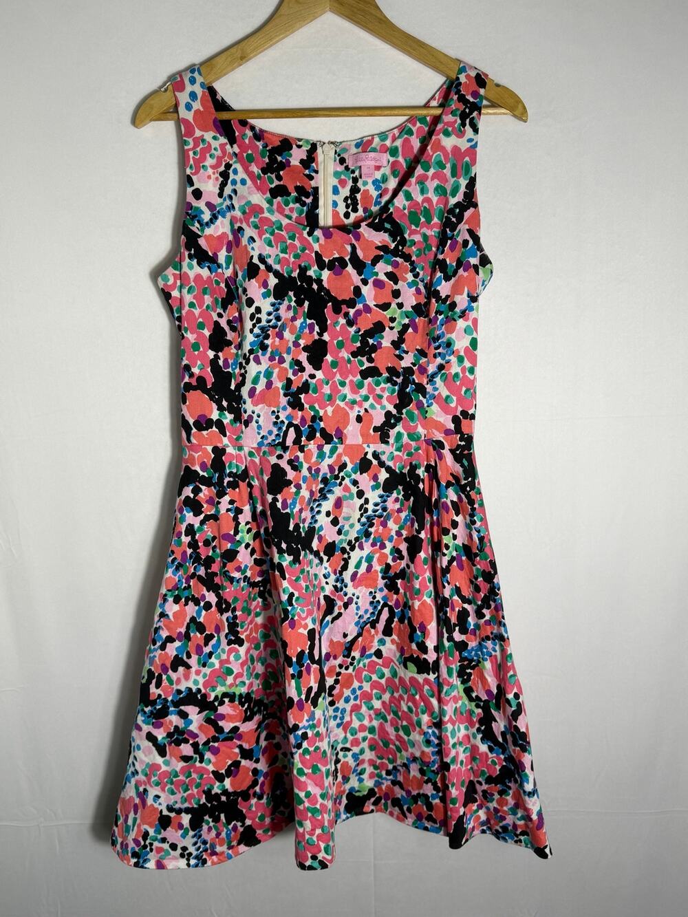 Lilly Pulitzer Dress 14 Colorful Abstract Floral Cotton Fit Flare